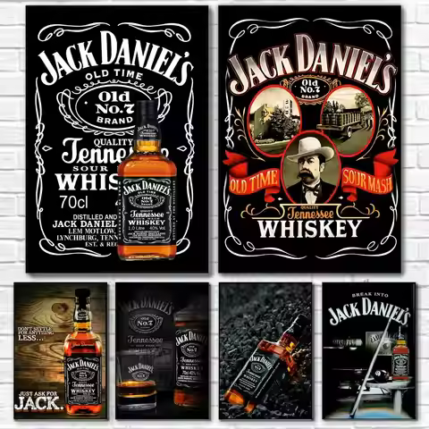 Famous Whiskies J-Jack D-Daniels Poster Room Wall Art Decor Waterproof Stickers For Home Bar Bedroom