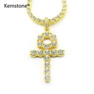 Kemstone Gold Silver Plated Zircon Cross Pendant Necklace Jewelry for Men Women Hip Hop