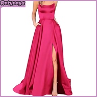 Womens Prom Dress Spaghetti Strap Sleeveless Formal Maxi Dress Halter Backless Side Slit Wedding Eve