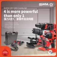 QUASA Q3B-C2041 4IN1 COMBO SET POWER TOOLS 20V (IMPACT DRILL + IMPACT WRENCH + ANGLE GRINDER + ROTAR