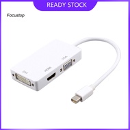 FOCUS Portable 3 in 1 Thunderbolt Mini Display Port to HDMI-compatible VGA DVI Adapter Cable