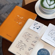 ⭐⭐Seaside Story Grid Notebook Soft Leather Notebook Simple Handbook Grid Notebook Diary Grid Noteboo