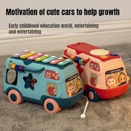 Children's Multi-function Pat Drum Baby Knock Piano Toy Puzzle Early Education Bus Light Music Boy a