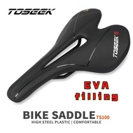 TOSEEK TS100  Breathable Leather Black Mtb Saddle Bicycle Accessories Comfort Type Bike Seat