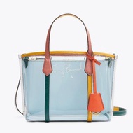 美國  Tory Burch Perry Pvc 韓國限定透明彩虹皮革兩用托特包 27/20/10