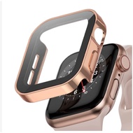 Apple Watch 8 7/6/SE/5 3/2/1 Case 49mm Cover Tempered Glass Protection Film Bumper Frame (Rose Gold)