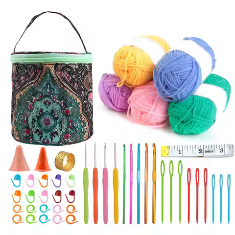 Crochet Kit Beginners Crochet Hook Set with Crochet Yarn,48PCS Portable Crochet Set Ergonomic Knitti