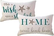Sweet Beach House Decor Lumber Pillow Covers with Starfish Quotes Cushion Covers Summer Holiday Beac