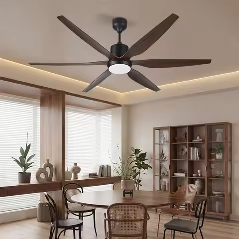 66 Inch Large Ceiling Fan with LED Light, 6 ABS Blades 6-Speed Ceiling Fan Light Fixture for Living