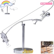 JUNE1 The Fisherman Balancing Sculpture, Metal Gift Kinetic Fishing Sculpture, Creative Desk Ornamen