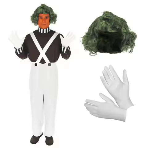 Willy Charlie Cosplay Costume Uniform Chocolate Factory Role Play Outfit Full Suit Halloween Oompa-L