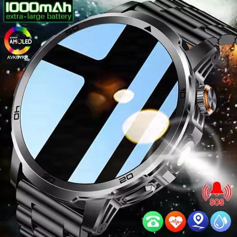 2026 New Military T-Rex 3 Ultra Adult Smart Watch 1000mAh Battery 10ATM Waterproof Flashlight SOS Sp