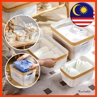 Wooden Bathroom Bedroom Storage Container Box Basket Plastic Home Living Room Kotak Simpanan Barang Kayu Plastik