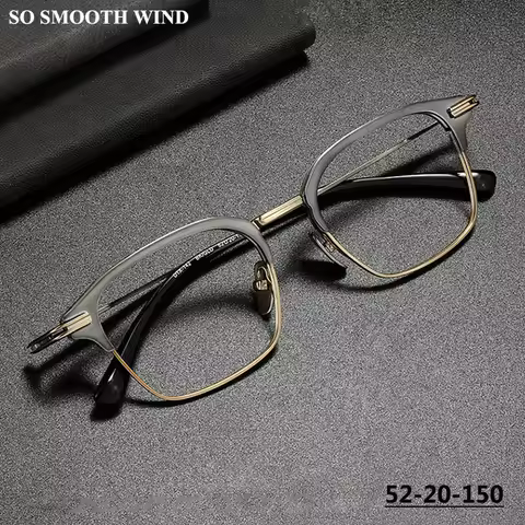 Japanese Brand Pure Titanium Square Glasses Frame DTX142 Men Business Big Face 152MM Eyewear Spectac