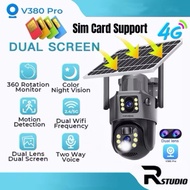 V380 Pro (WiFi/ 4G) Solar Dual Lens Dual Screen Speed Dome Camera 5mp Smart CCTV Outdoor Cam
