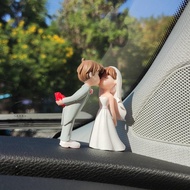 Wedding Dress Couple with Dog ornaments  Car Decoration Auto dashboard Home micro landscape decoration New type small ornaments-HugMe Toy