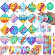 LIAM&AVA Party Favors, 30 Pcs Pop Fidget Toys Keychain Its for Kids Adults, Mini Push Bubble Pops Bu