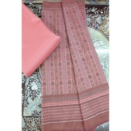 (Fabric Set) Silk Fabric Raised With Glass Beads Natural Color (2 Meter Patterned + 2 Plain Color) P