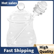 Transparent glass honey jar with lid Honey Jar with Dipper, Clear, 9 Ounces