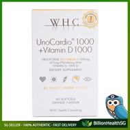 [sgseller] WHC UnoCardio Omega 3 Fish Oil + Vitamin D3 1000mg, 60 capsules, High Strength Omega 3 EPA DHA - [] []