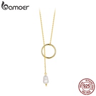 Bamoer 925 Sterling Sliver Necklace Pearl Design Jewelry Gifts for Women