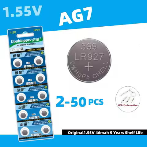 2-50pcs Doublepow AG7 Alkaline Coin Cell LR927 LR57 SR927W 399 GR927 395A Battery Button Batteries F
