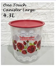 tupperware large 4.3L one touch canister rose design (1)
