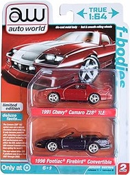 Auto World 1991 Chevy Camaro Z28 1LE and 1996 Pontiac Firebird Convertible, Limited Edition 2 Pack