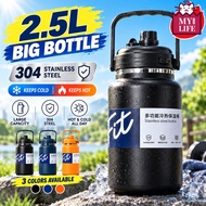 2500ml Thermos Air Panas Flask Tumbler Botol Air Tahan Sejuk Water Bottle Shaker Stainless Steel Ter