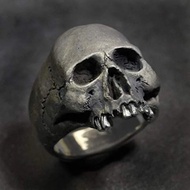 [Hot Sale] Jewelry Retro Skull Ring Men's Unique Punk Index Finger Ring Accessories/Croissant 2.2