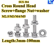 [LY-SZYTZH] All in Stock  SUS304 Cross Round Head Screw+flange Nut+washer Four Piece Combination M2.