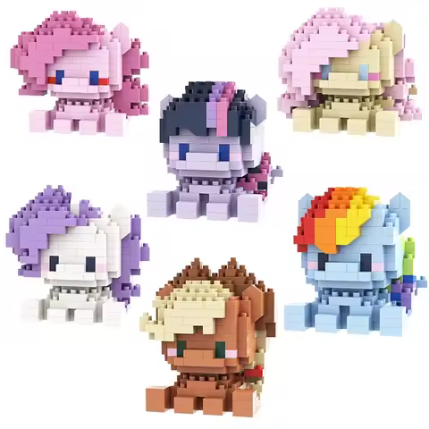 Kawaii Cartoon Colorful Horse Building Blocks Pony Model Mini 3D DIY Brick Ponies Figures Toys For K