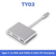 Type-C Hub to VGA Ports (F) + USB 3.0 + PD TY03