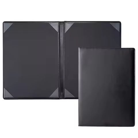 Custom Leather Black Certificate Cover Blank Double-Sided Certificate Holder Folder A4 Size Diploma 