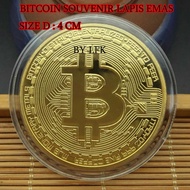 IMPORT BITCOIN LOGO DISPLAY SOUVENIR D:4CM CROM GOLD PLATED COIN BIT COIN BITKOIN CRYPTO KRYPTO HOLD