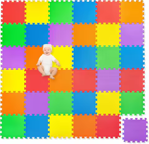 Extra-Thick 36-Piece Kids Play Mat - Soft Foam Floor Puzzle with 6 Colors for Toddlers