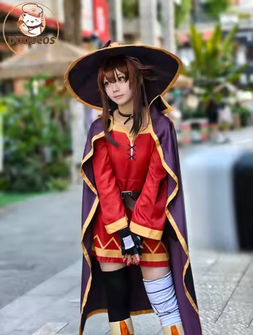 Anime KonoSuba Megumin Cosplay Costume Wig Classical Witch Costume Uniform Cloak Hat Blindfold Stock