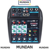 MUNDAN DJ Console Mixer, with 48V Phantom Power Monitor Karaoke System Audio Mixer, Durable 4-Channe