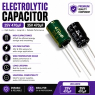E.Capacitor 470uf 25v and 470uf 35v