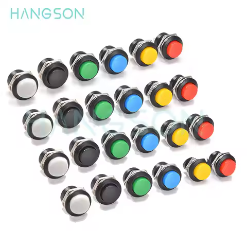 6Pcs R13-507 Momentary Push Button 2 Pin Self-Resetting Mini No Lock Round SPST 1NO Switch 3A 250V A
