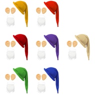 Adult Kids Christmas Dwarf Gnome Elf Cosplay Costume Accessories Padded Brim Dwarf Pointy Hat with 1