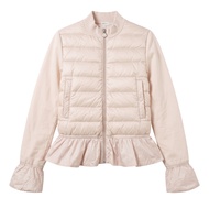 MONCLER Maglia 開襟衫，下擺拼接，荷葉邊，C29548464300 80384，尼龍 x 棉混紡，粉紅色，童裝 [二手]
