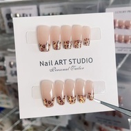 Exquisite Leopard Print Handmade Wear Nails Xiaohongshu Hot-selling Aurora Diamond Blush Manicure Na