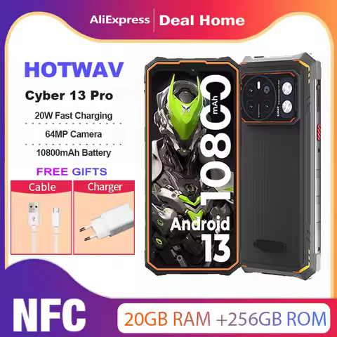 HOTWAV Cyber 13 Pro,20 ГБ+256 ГБ,6.6 FHD+ 2K,10800mAh,64МП камера,Android 13,NFC,150LM Flashlight,гл