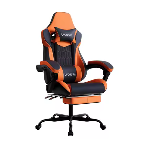Gaming Chair with Footrest, High Back Gaming Chairs PVC Leather Ergonomic Gamer Chair with Adjustabl