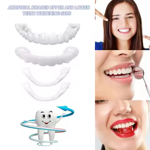 Perfect Fit Teeth Whitening Fake Tooth Cover Snap On Smile Veneers Teeth Upper Beauty Tool Reusable 