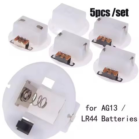 5Pcs For AG13 With Switch Round Base Battery Box Button Compartment Craft Base Battery Storage Case
