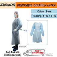 1 PC / 5 PC Non - Medical Disposable Non - Woven Apron Isolation Gown Protective Gown Blue