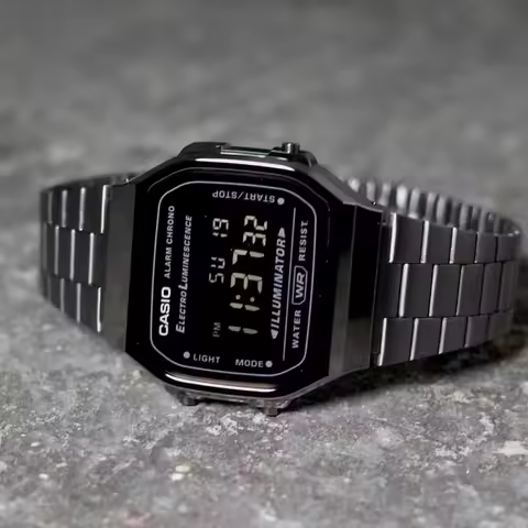 Classic Retro Casio A168WGG-1B Square Watch EL Illuminator Backlight Auto Calendar 30M WR Sports Stu