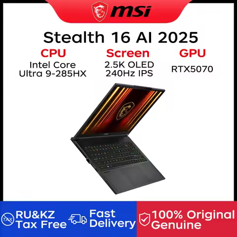 2025 MSI Stealth 16 AI Gaming Laptop 16 Inch 2.5K OLED 240Hz IPS Screen Notebook Ultra 9-285HX 64GB 